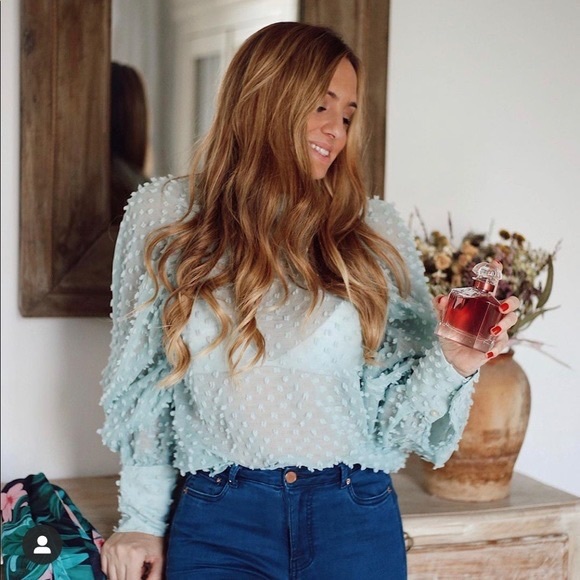 Zara Green Puff Sleeve Top - Picture 4 of 5